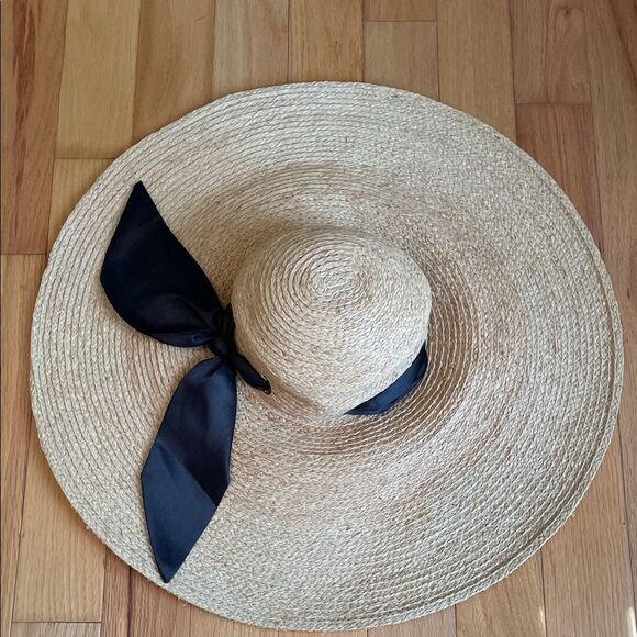San Diego Hat Company Tan Wide Brim Hat with Black Bow - Picture 4 of 6